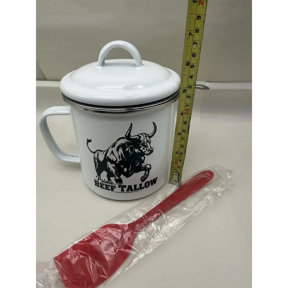 Beef Tallow Container w/strainer for Fat Storage – 40 floz – 1.1 L – Bacon *READ